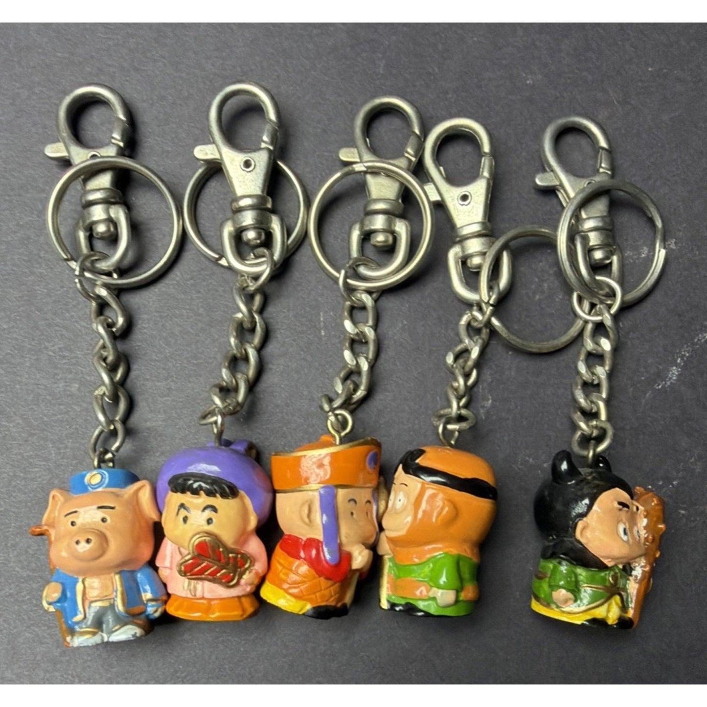 Vintage Lot of 5 Japanese Asian Folklore Keychains Anime Figurines As Is