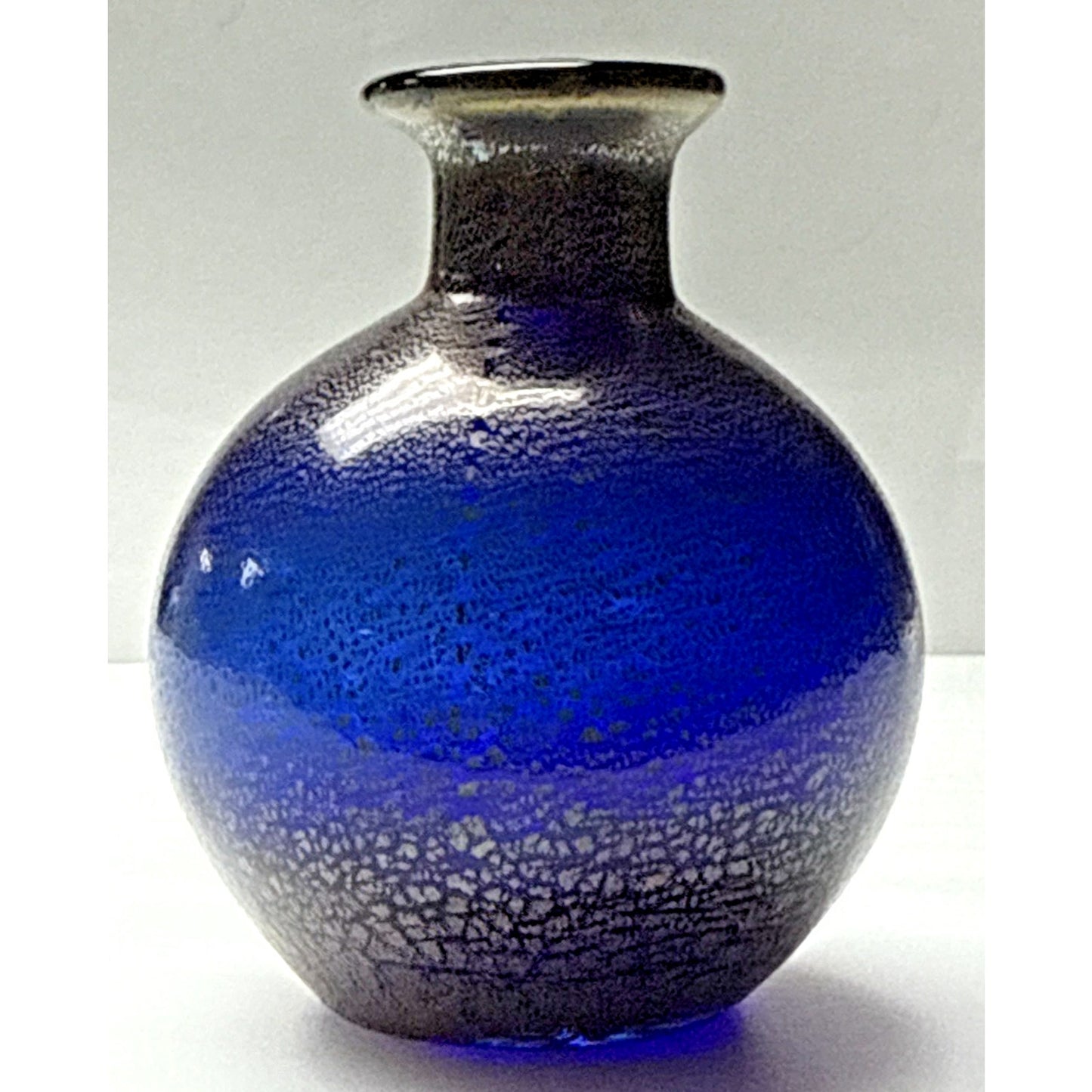 Vtg Murano Glass Cobalt Blue Gold Fleck Overlay Aventurine Glass Perfume Bottle