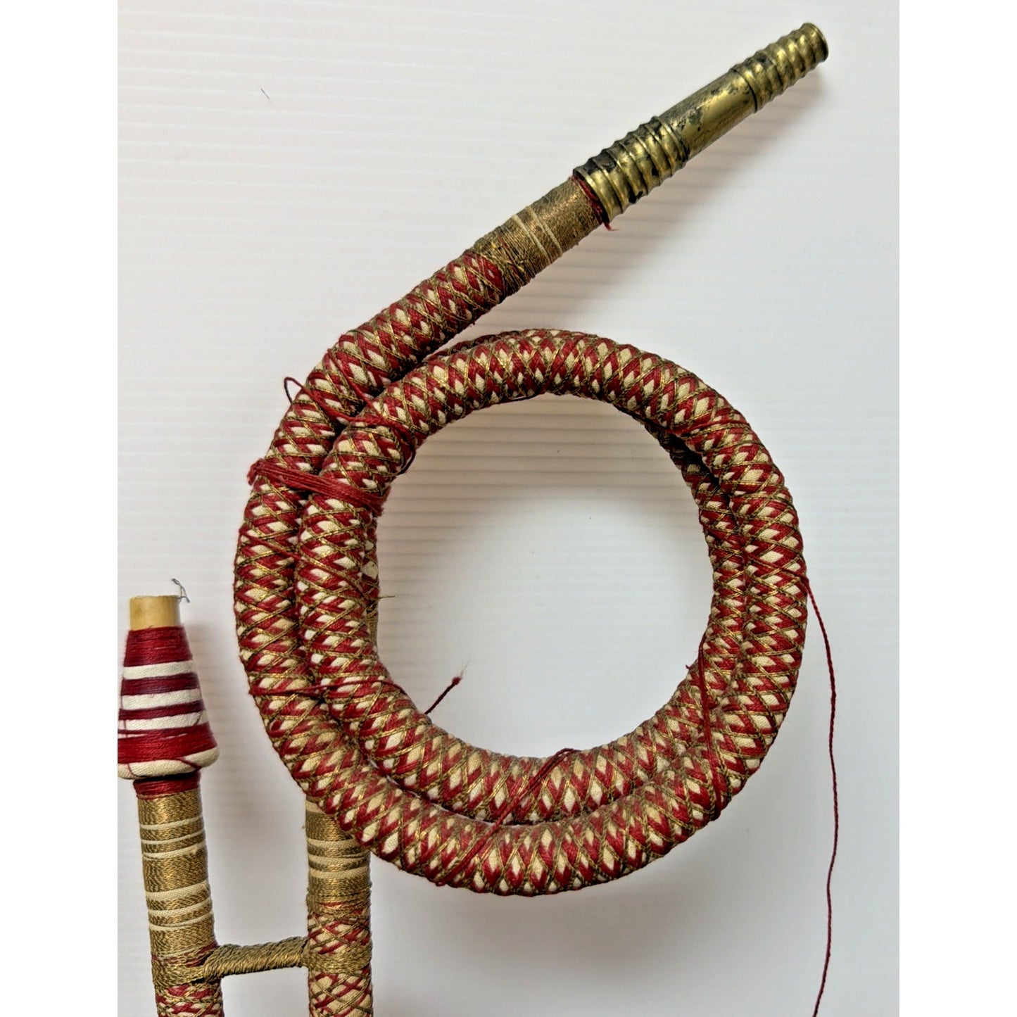 Vintage Etched Floral Brass Hookah Wrapped Hose As Is