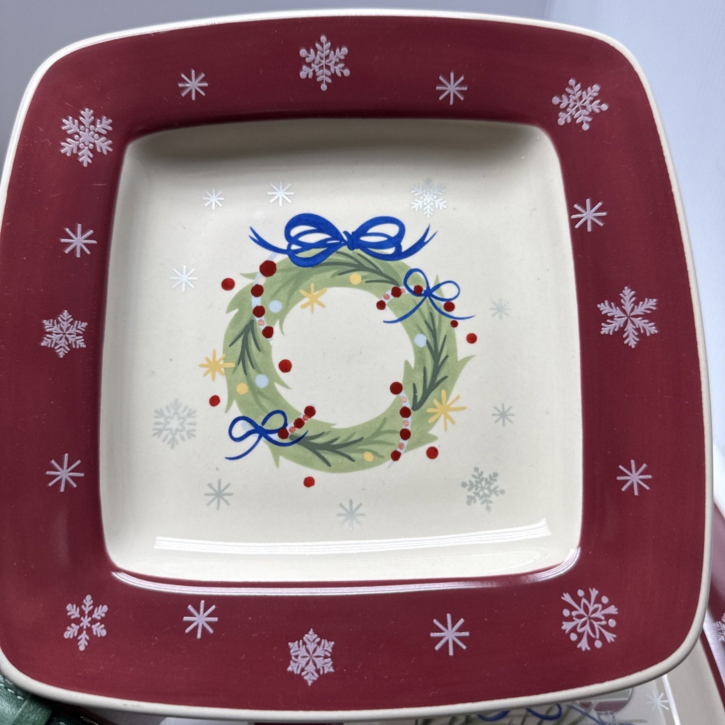 Longaberger Pottery 4 Pc Set All The Trimmings Holiday Plates 31808 Box New Open