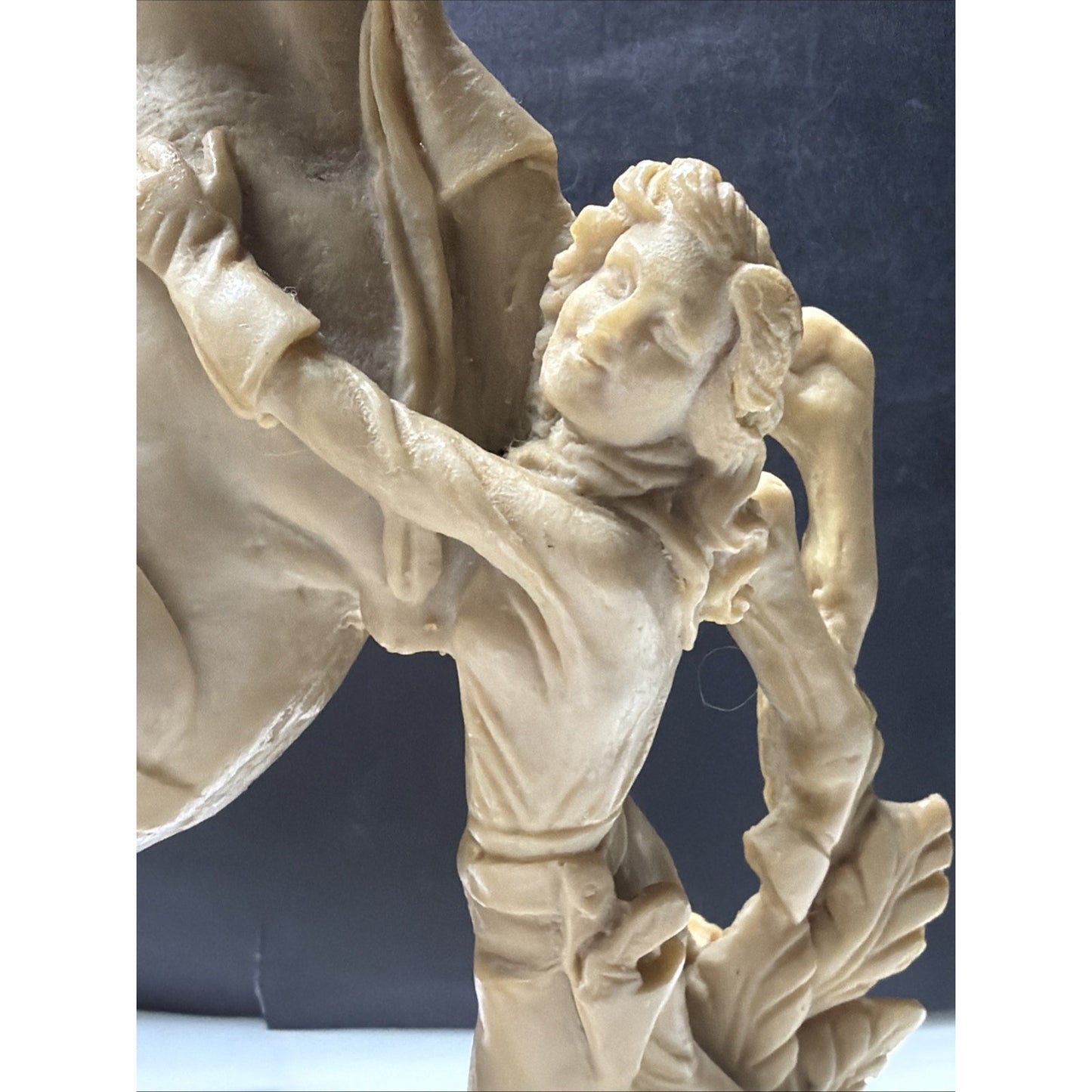 Vtg Italian Horse Sculpture Cowgirl Woman Domatrice Alabaster Composite Carving