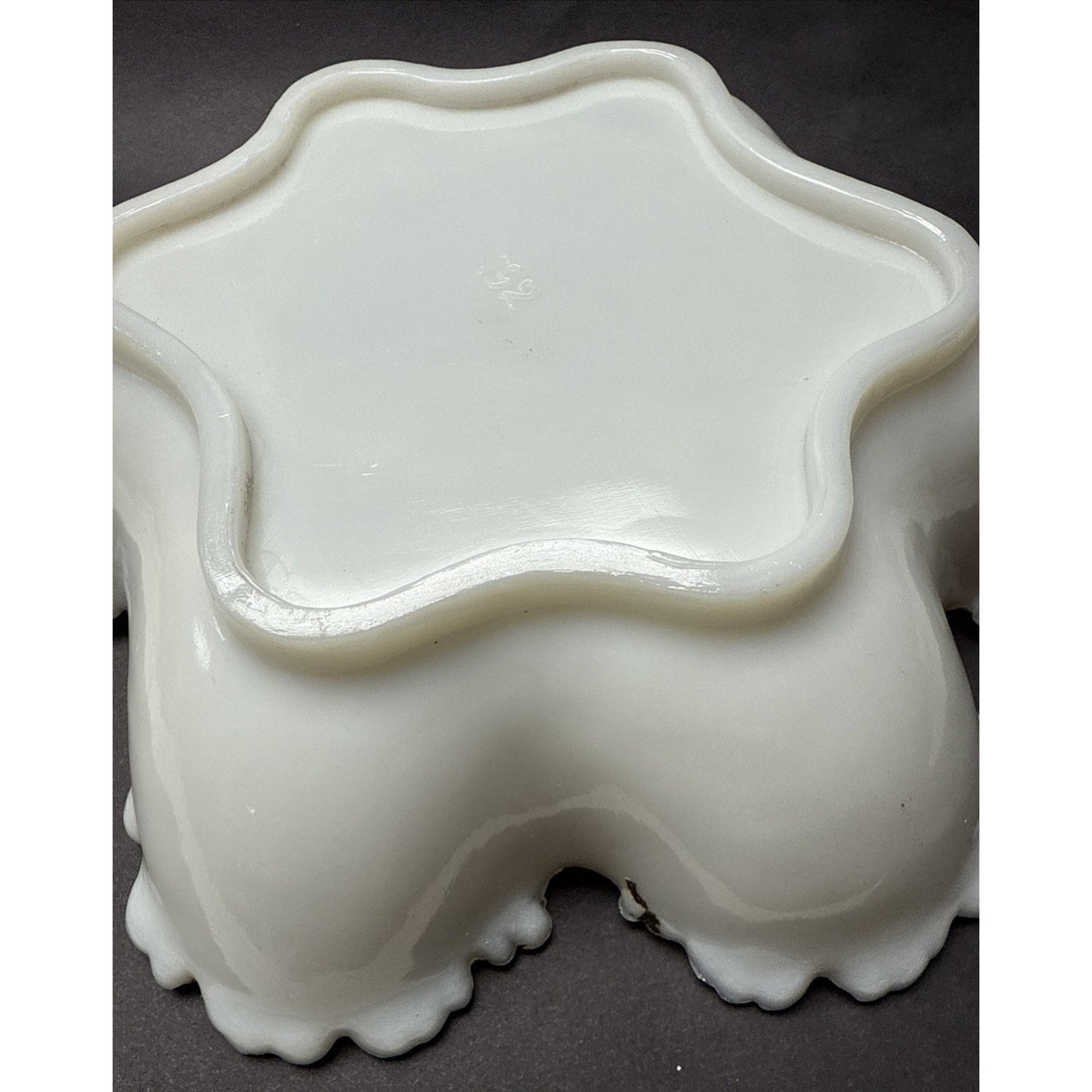 EAPG Dithridge Glass Opalware No 192 Open Handle Card Receiver Trinket Bowl