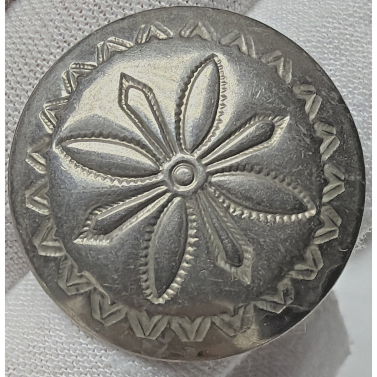 Vintage Native American Nickel Silver Stamped Concho Earrings Round Dome Read