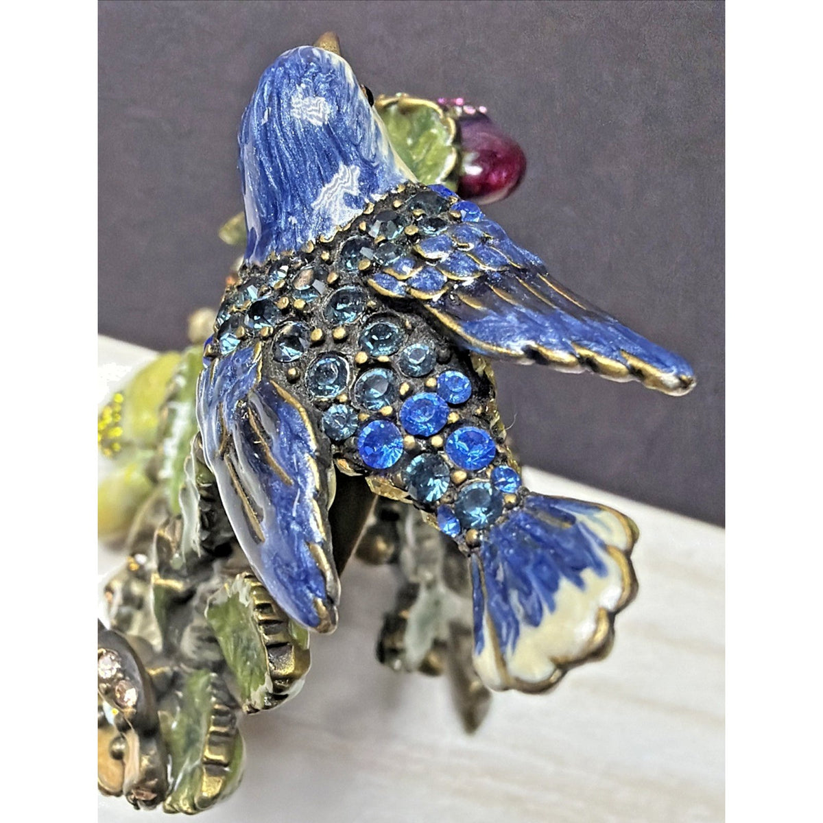 Jay Strongwater Skylar Mini Frame Bird Floral Enamel Swarovski Crystal As Is