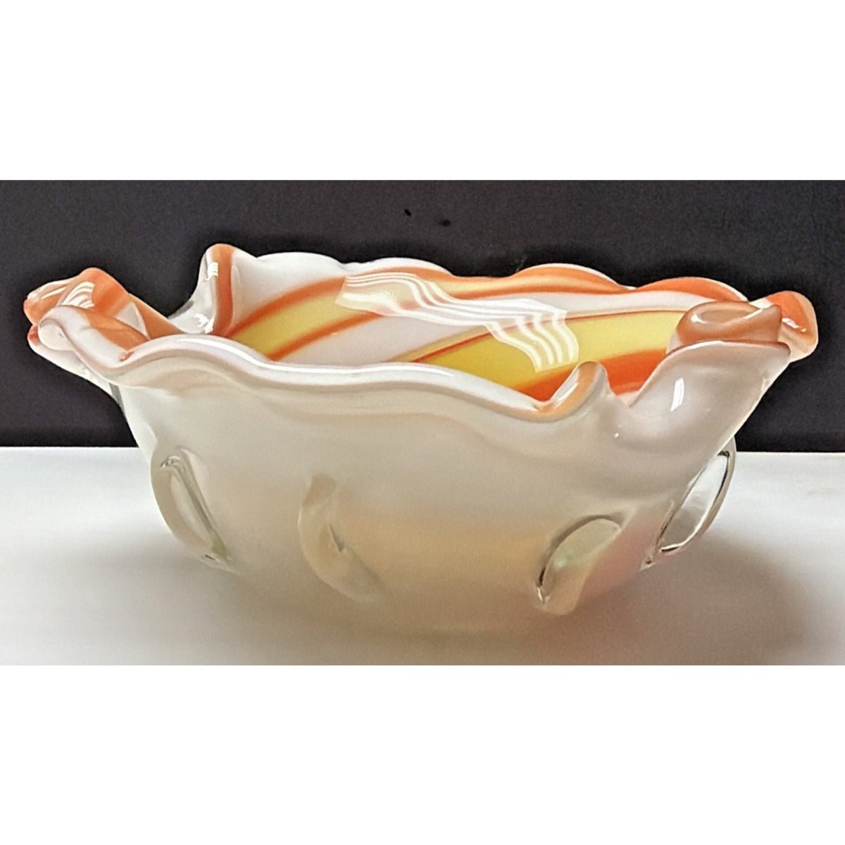 MCM Murano Art Glass Bowl Ashtray Abstract Freeform Cased Sommerso