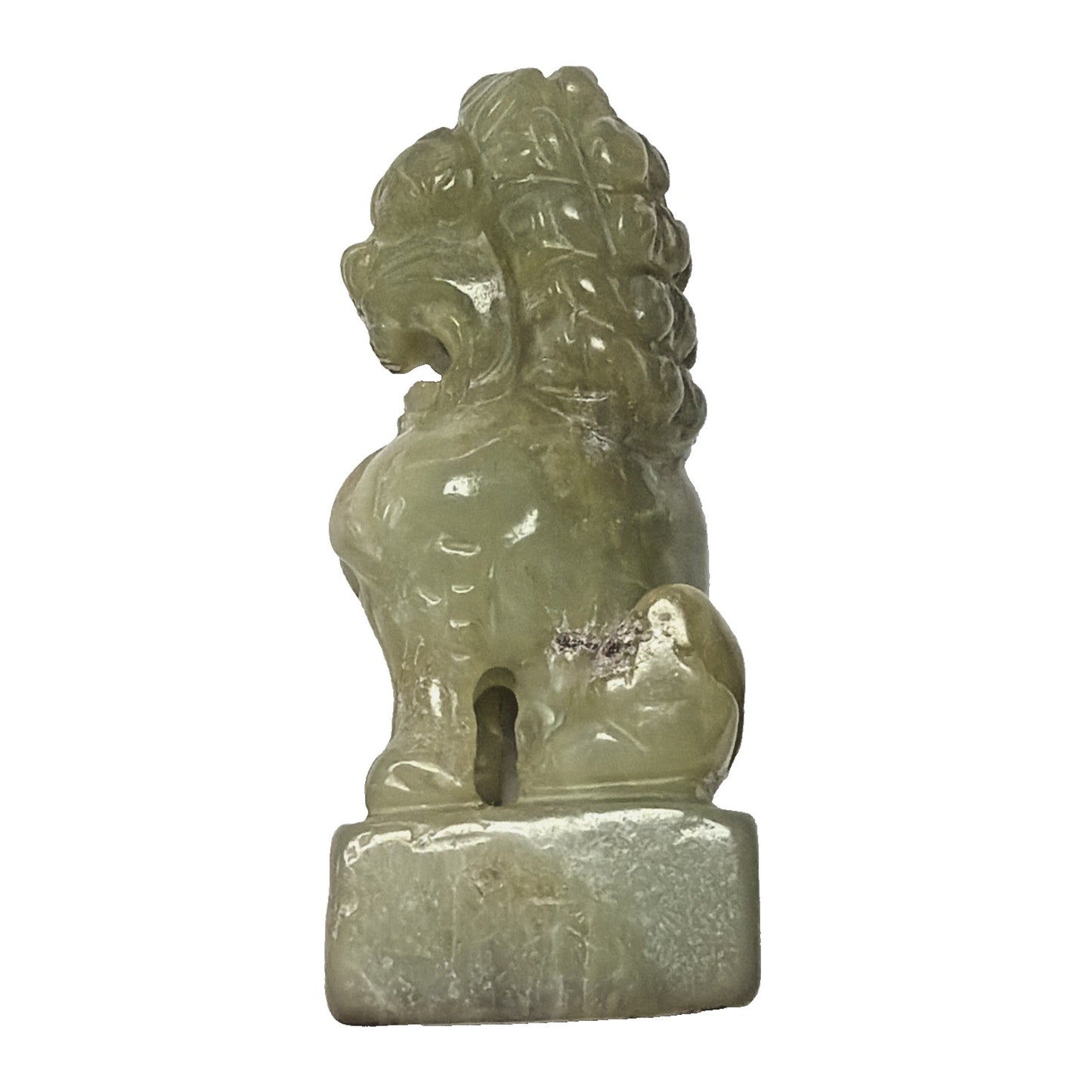 Vintage Carved Green Stone Jade Foo Dog Stamp Seal Box Personalized As Is Read