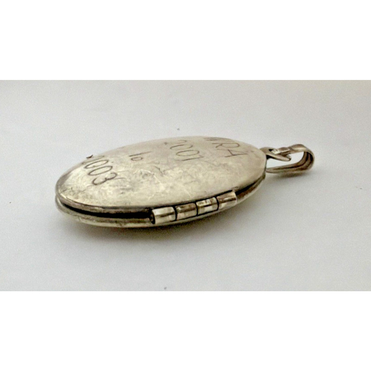 Vintage Sterling Silver Locket Pendant Etched Monogram As Is