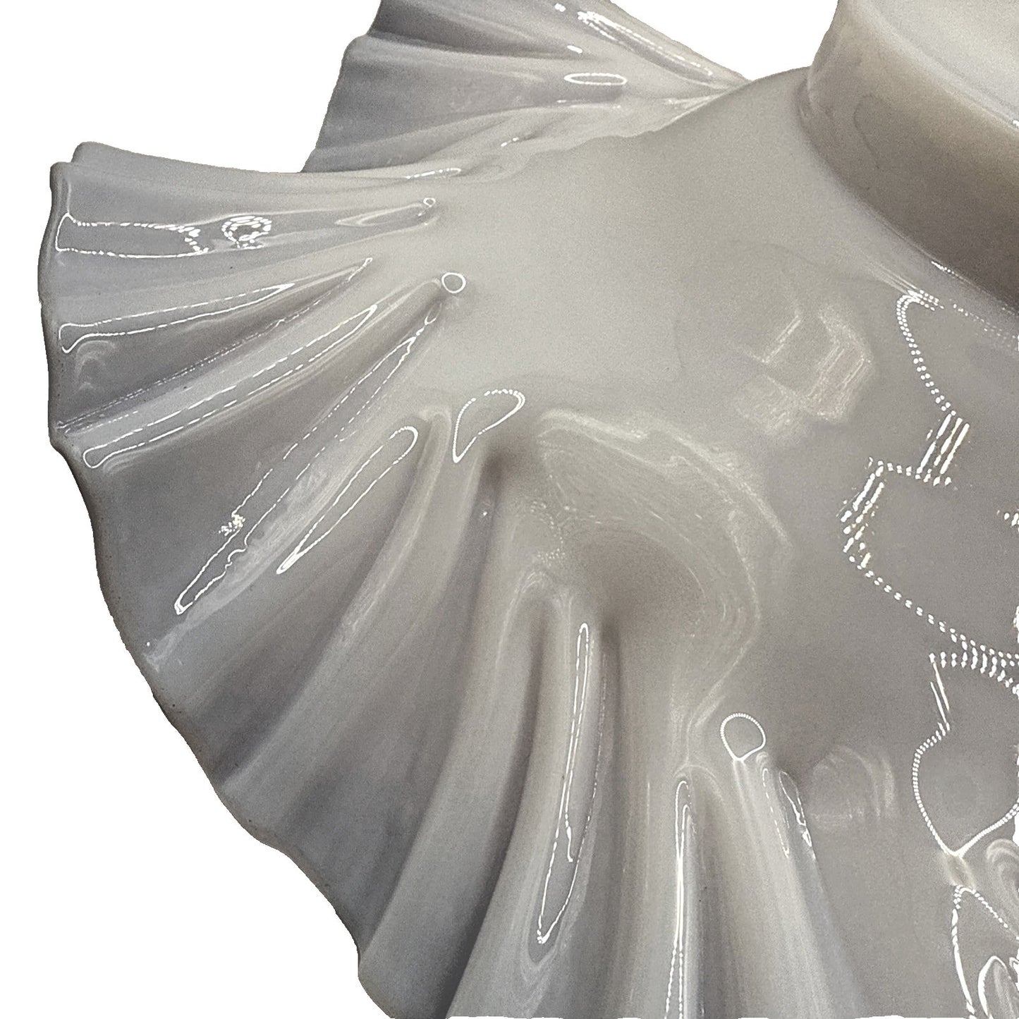 Victorian Brides Basket Bowl Purple Ruffled Wavy Rim Opalescent Glass