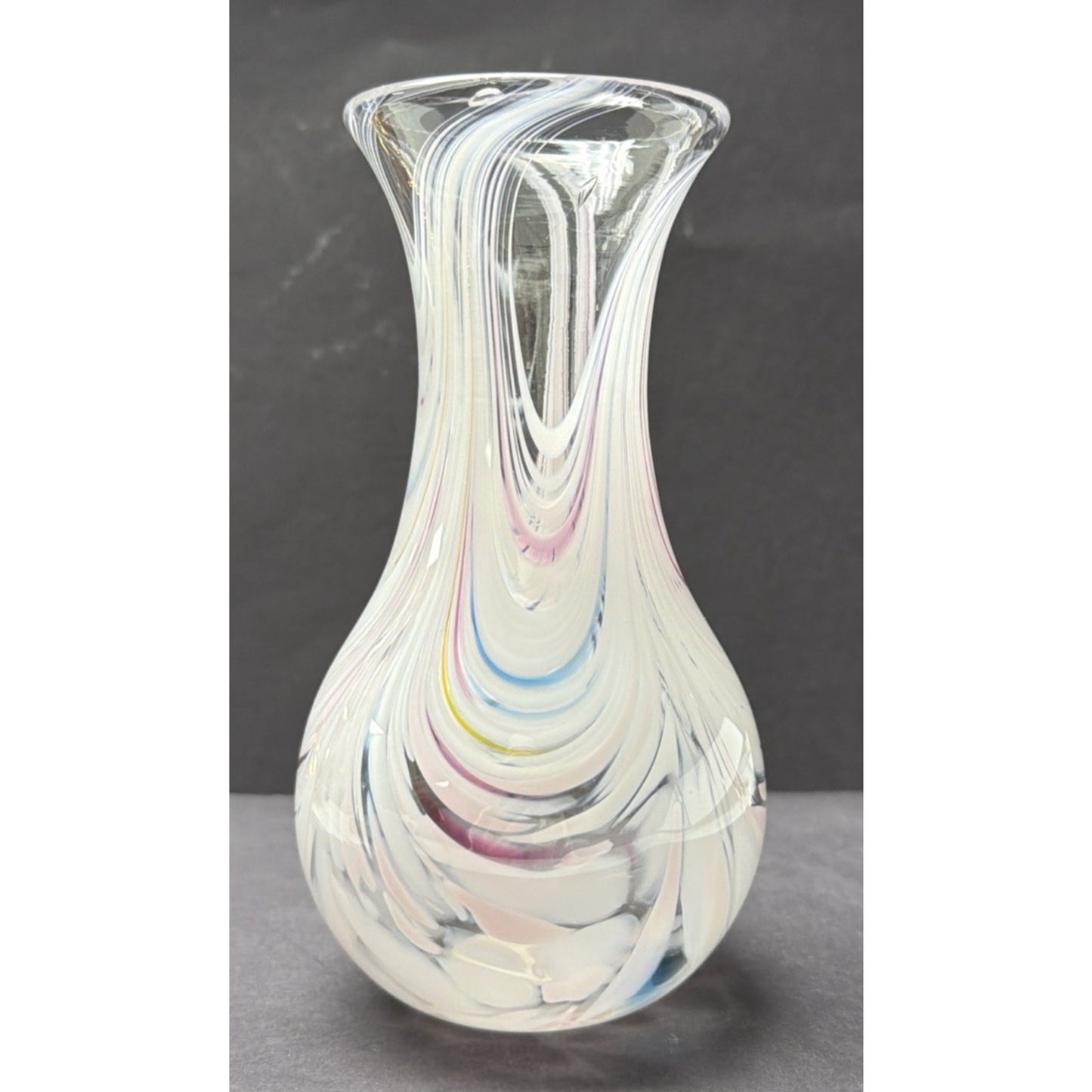 Adrian Sankey Studio Art Glass Vase Pink White Abstract Hand Blown Sticker