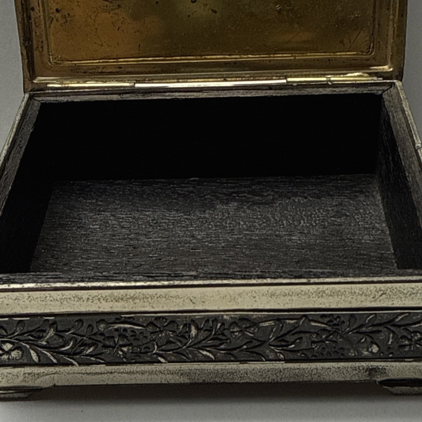 Vintage Victorian Metal Wood Cigarette Box Angel Women Ornate Japan As Is