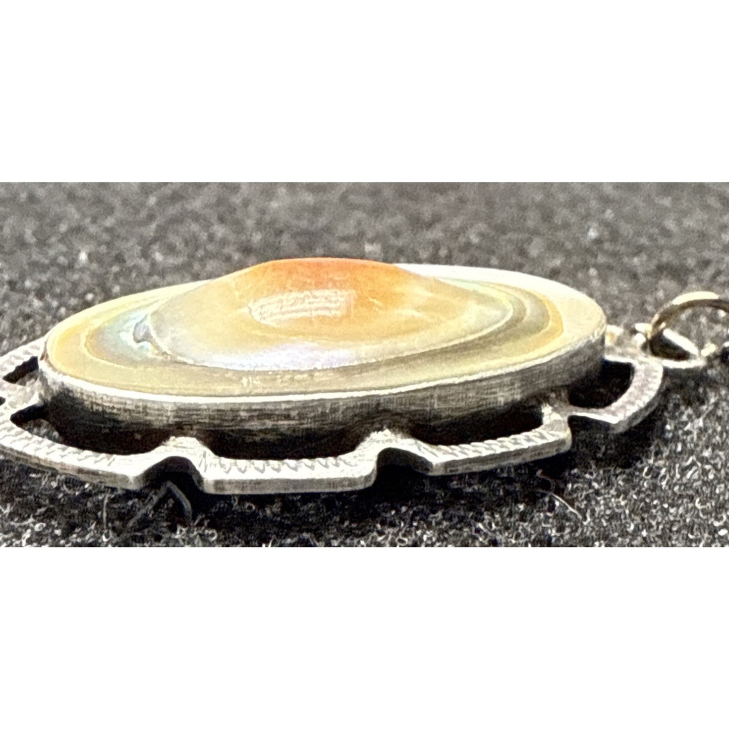 Art Deco Sterling Silver Abalone Blister Pearl Pendant Necklace Chain As Is