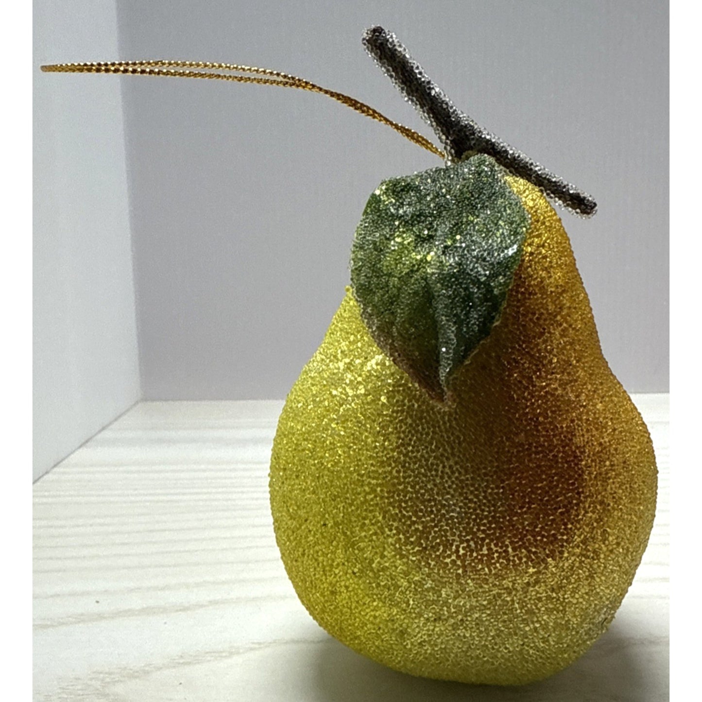 Vintage Lot of 5 Beaded Sugar Frosted Faux Fruit Christmas Ornaments