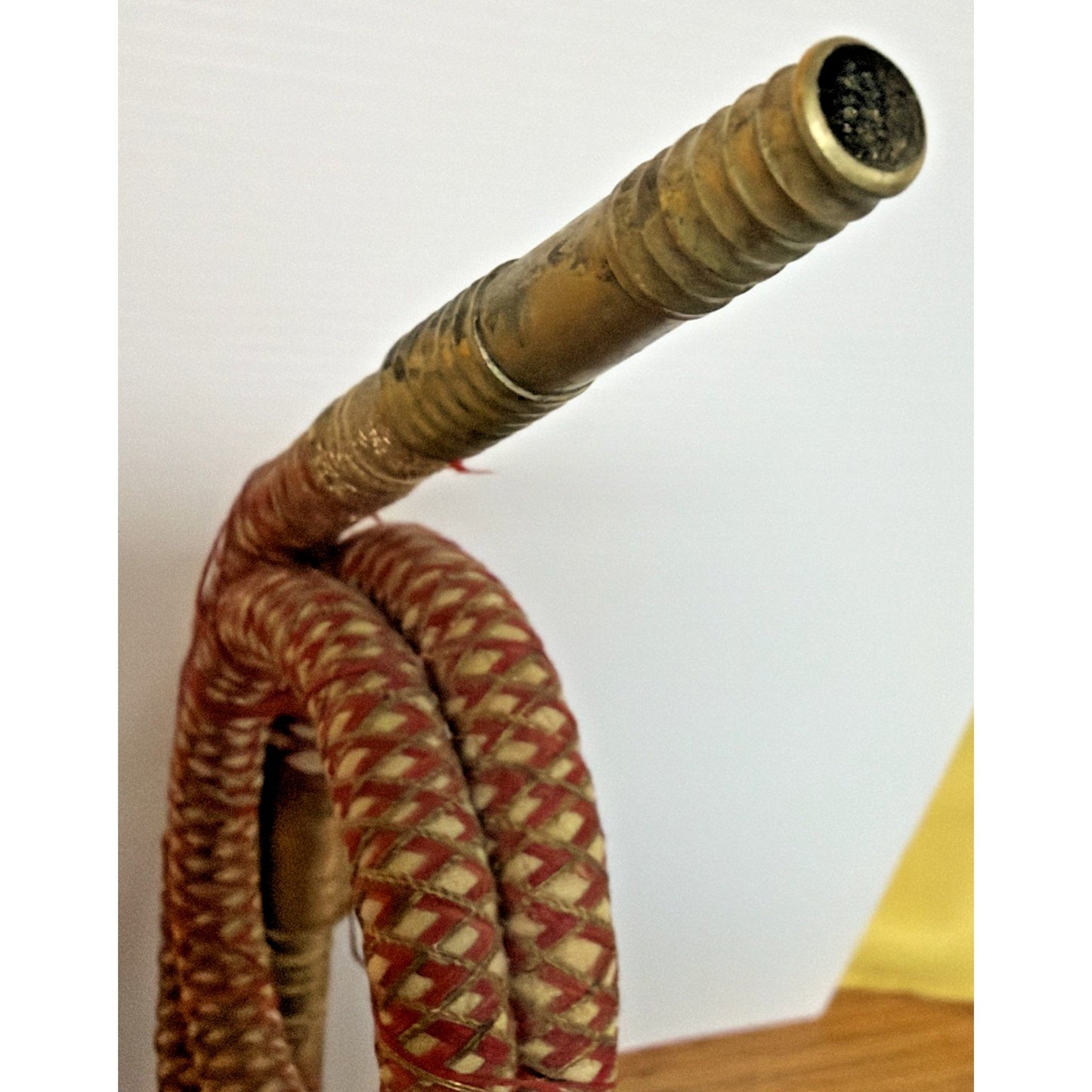 Vintage Etched Floral Brass Hookah Wrapped Hose As Is