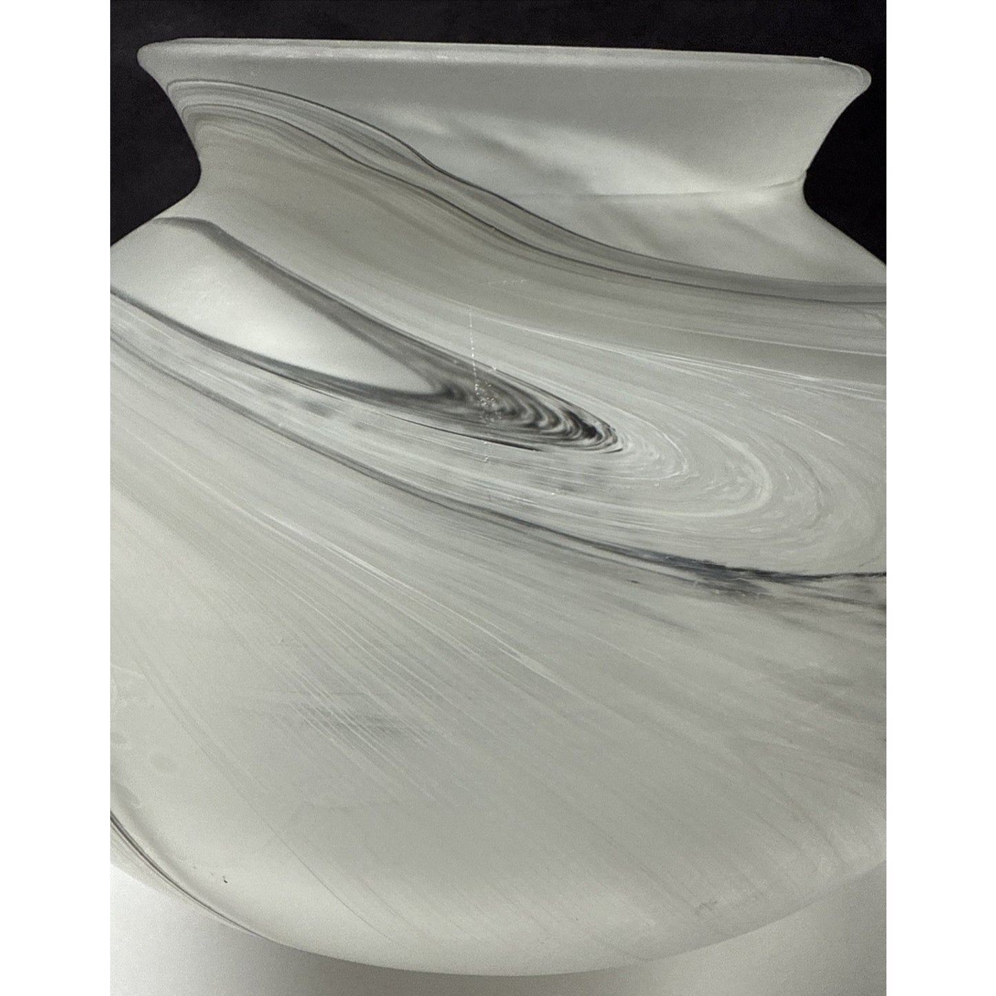 MCM Germany Marble Art Glass Ribbed Vase Smokey Rings Abstract Swirl As Is