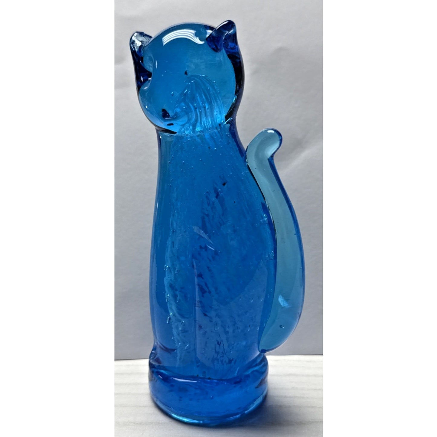 Vtg Altaglass Blue Mottled Layered Glass Cat Figurine Medicine Hat As-Is