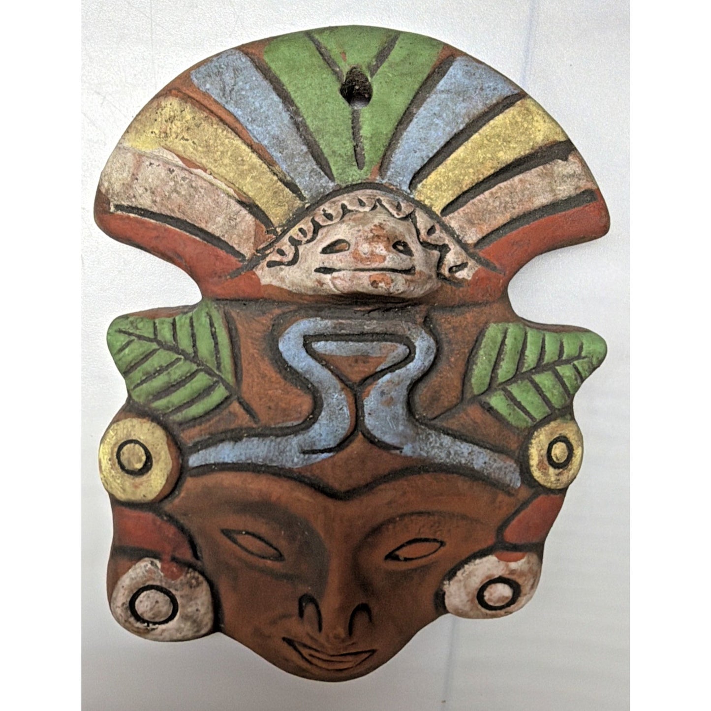 Vintage Lot of 3 Mesoamerican Terracotta Clay Mayan Aztec Warrior Wall Masks