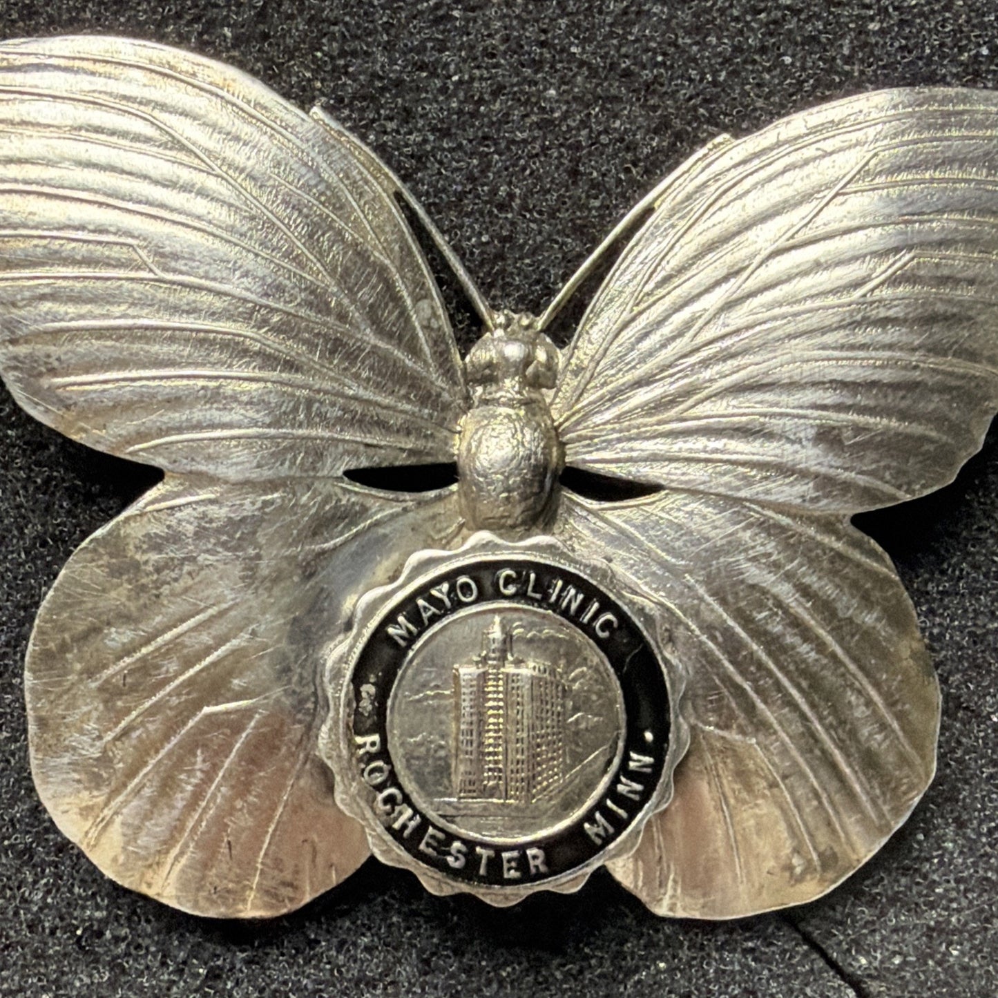 Vintage Sterling Silver Butterfly Brooch Pin Mayo Clinic Rochester MN Pat Pend