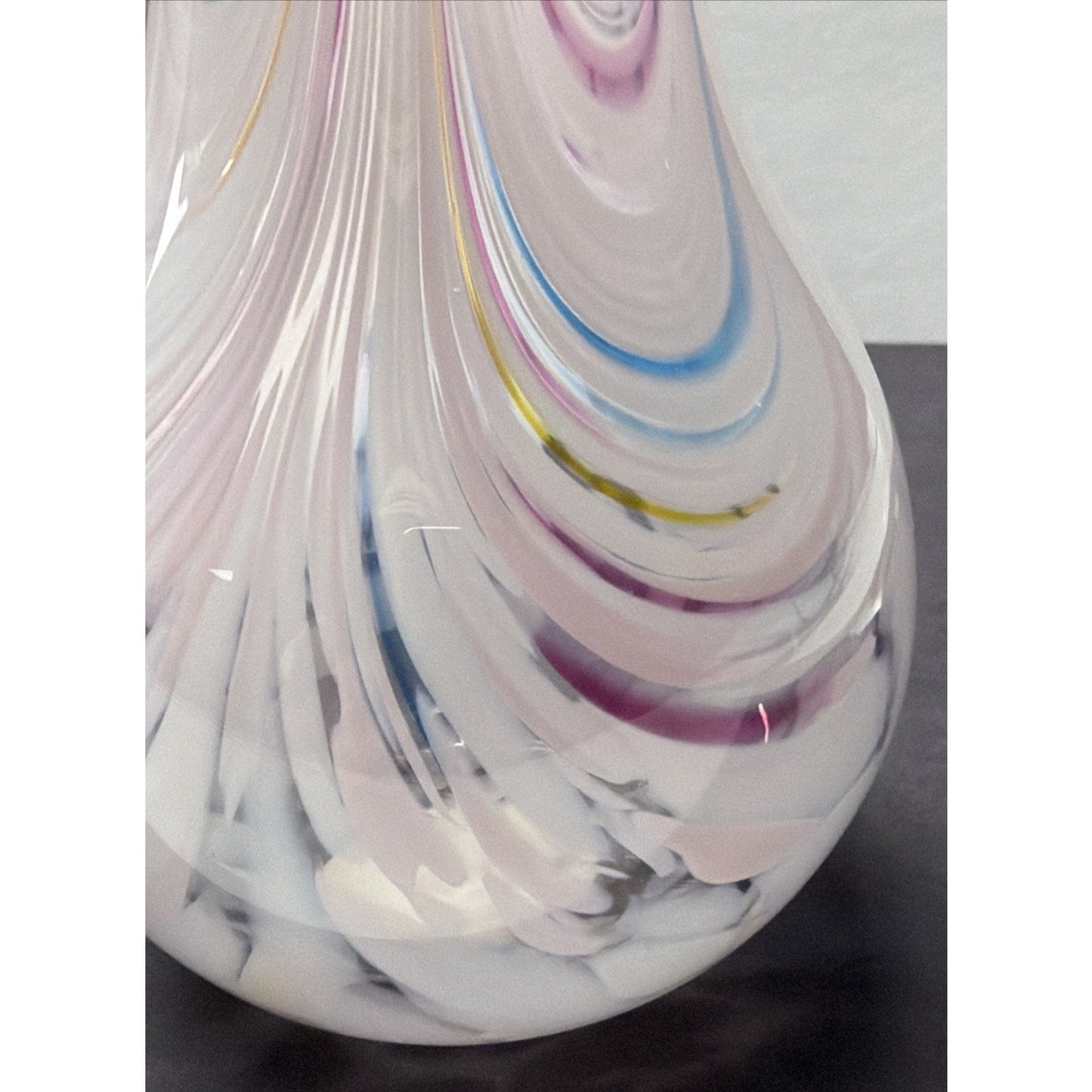 Adrian Sankey Studio Art Glass Vase Pink White Abstract Hand Blown Sticker