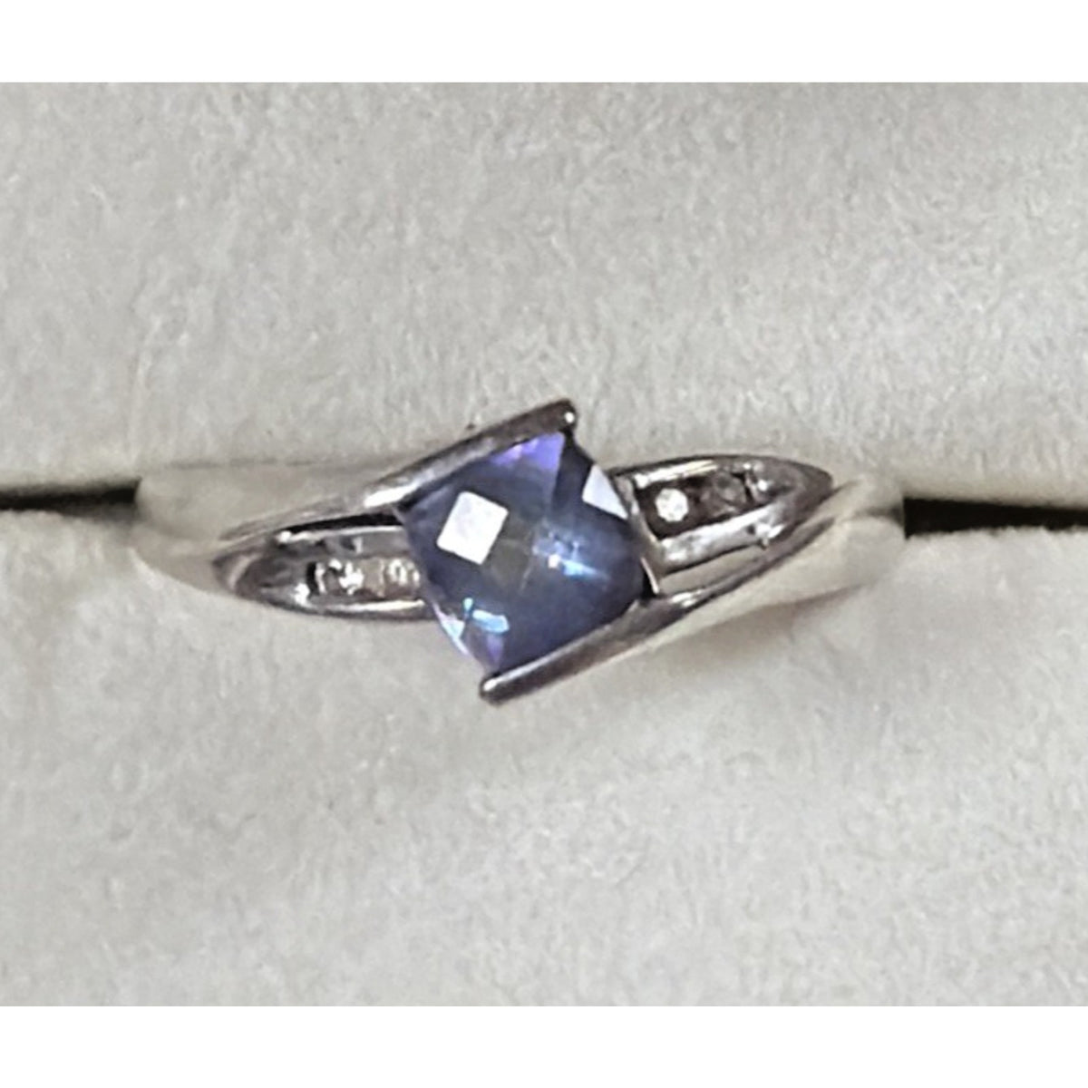 Vintage Star Ring Inc P4SR Diamond Topaz Ring Platina 4 Sz 7 Read Description