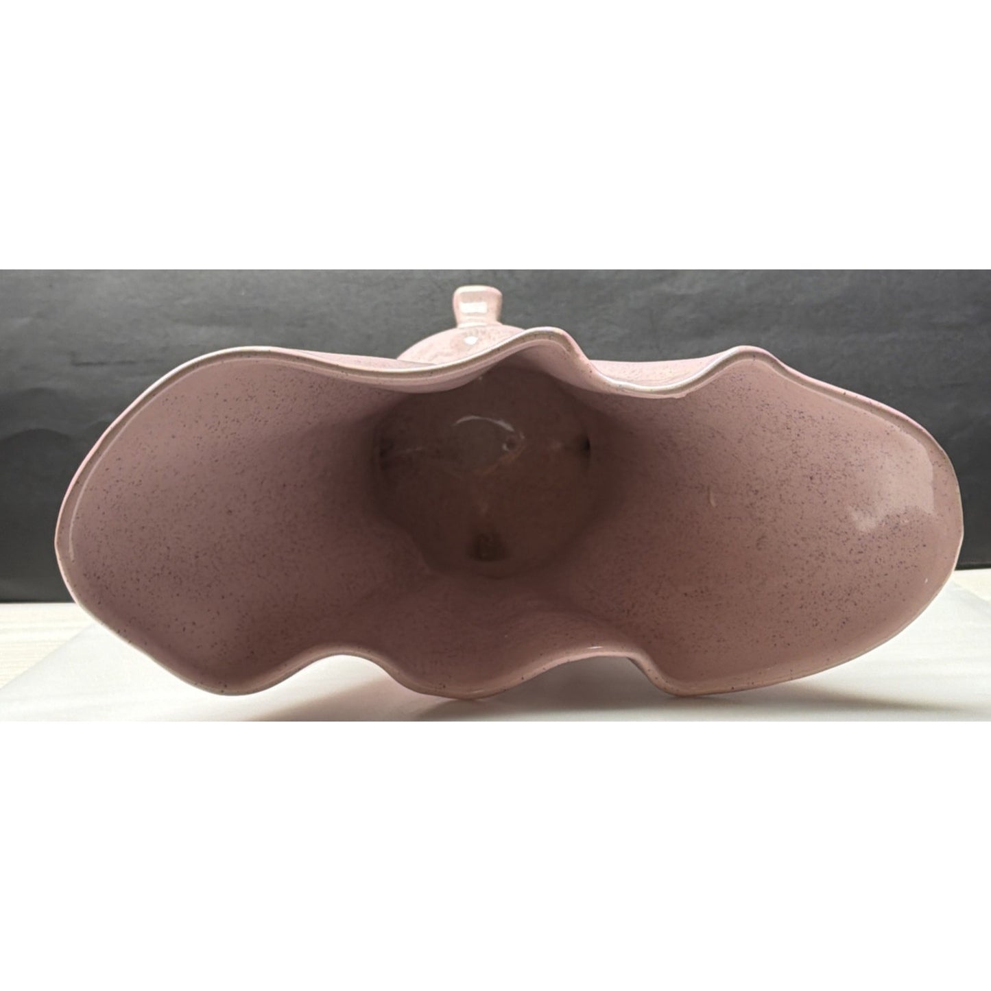 Vintage Shafer Art Pottery Pink Speckled Vase Fan Gladiola 922 As Is