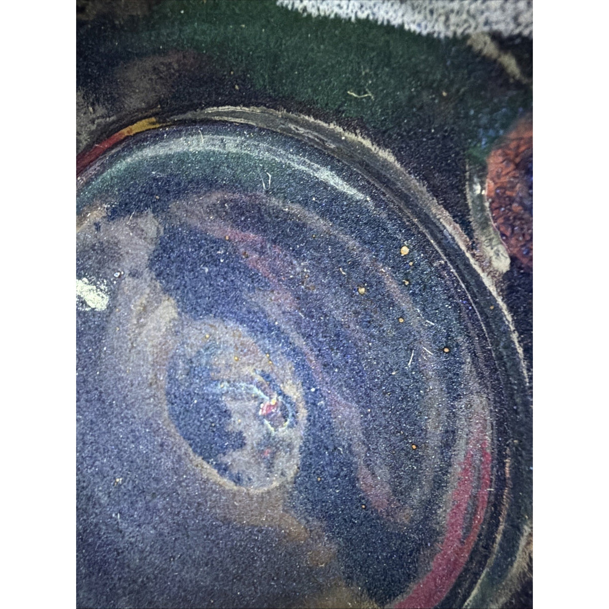 Vtg Wyatt Lane Studio Art Pottery Console Bowl Stoneware Navy Abstract Glaze