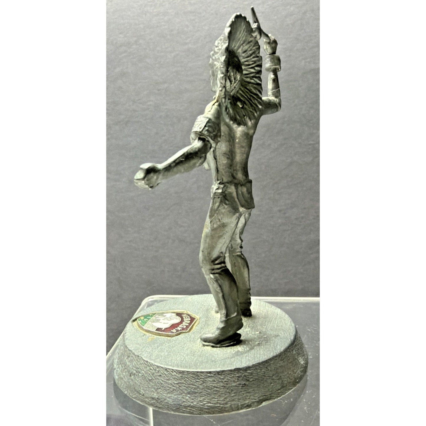 Lot of 2 Pewter Native American Kachina Dancer Indian Chief Figurines Turquoise