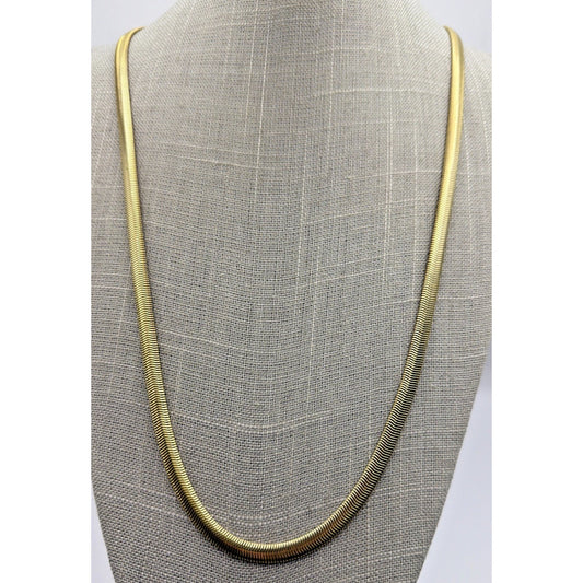 Vintage Gold Tone Herringbone Flat Snake Chain Necklace 30"