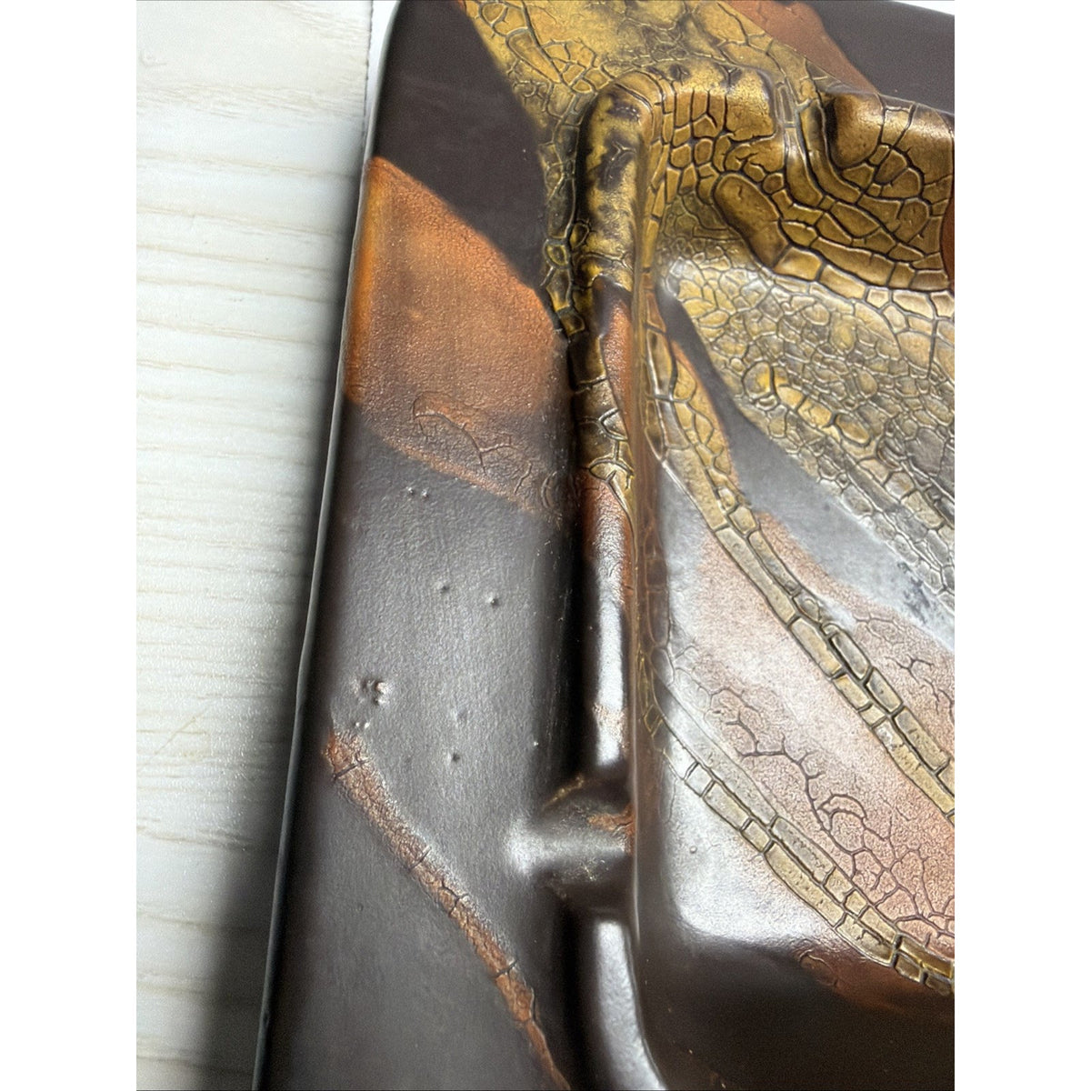 MCM Royal Haeger Craftsman Earth Wrap Glaze Ashtray Brown Orange Art Pottery