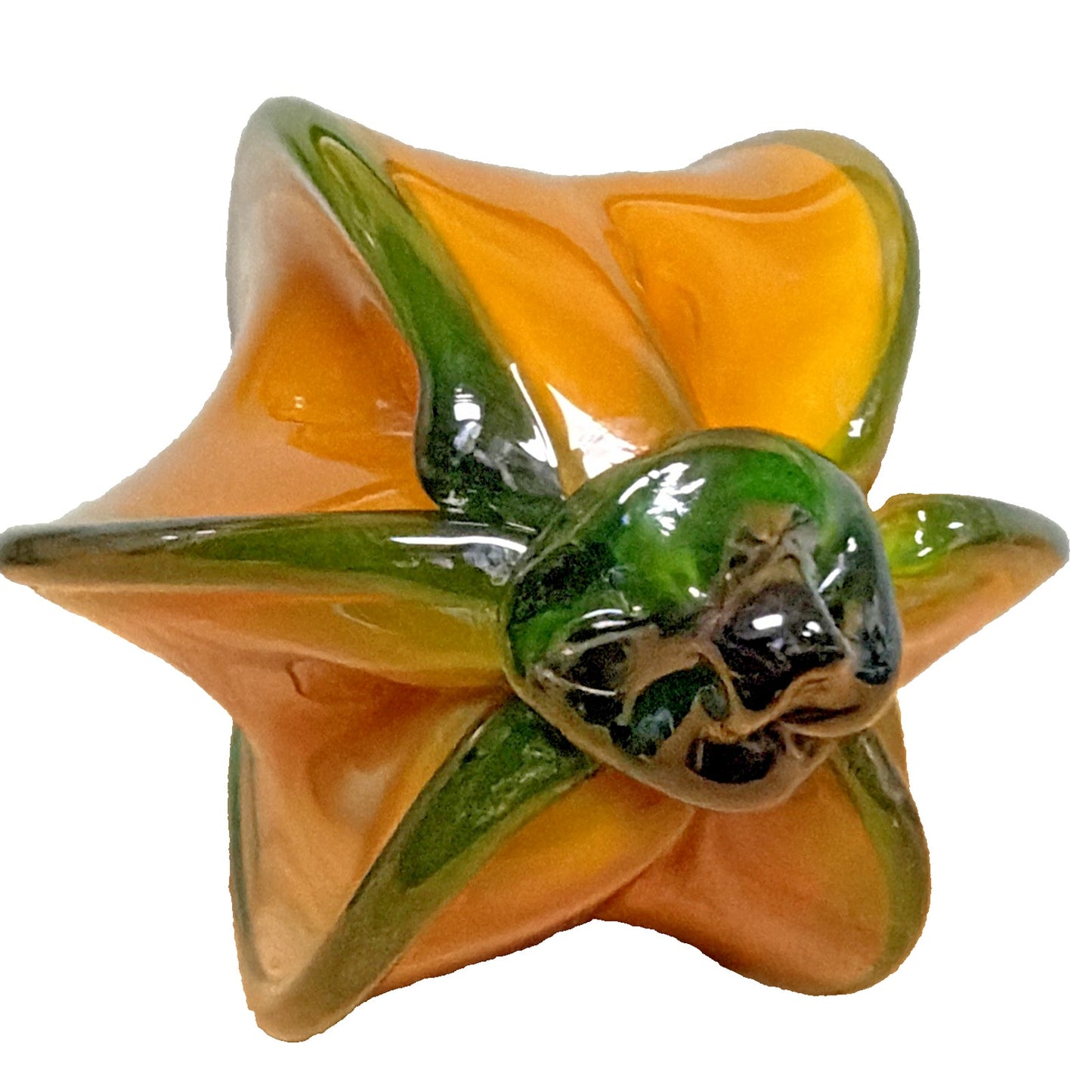 Vintage Murano Glass Star Fruit Squash Vegetable Paperweight Layered Applied