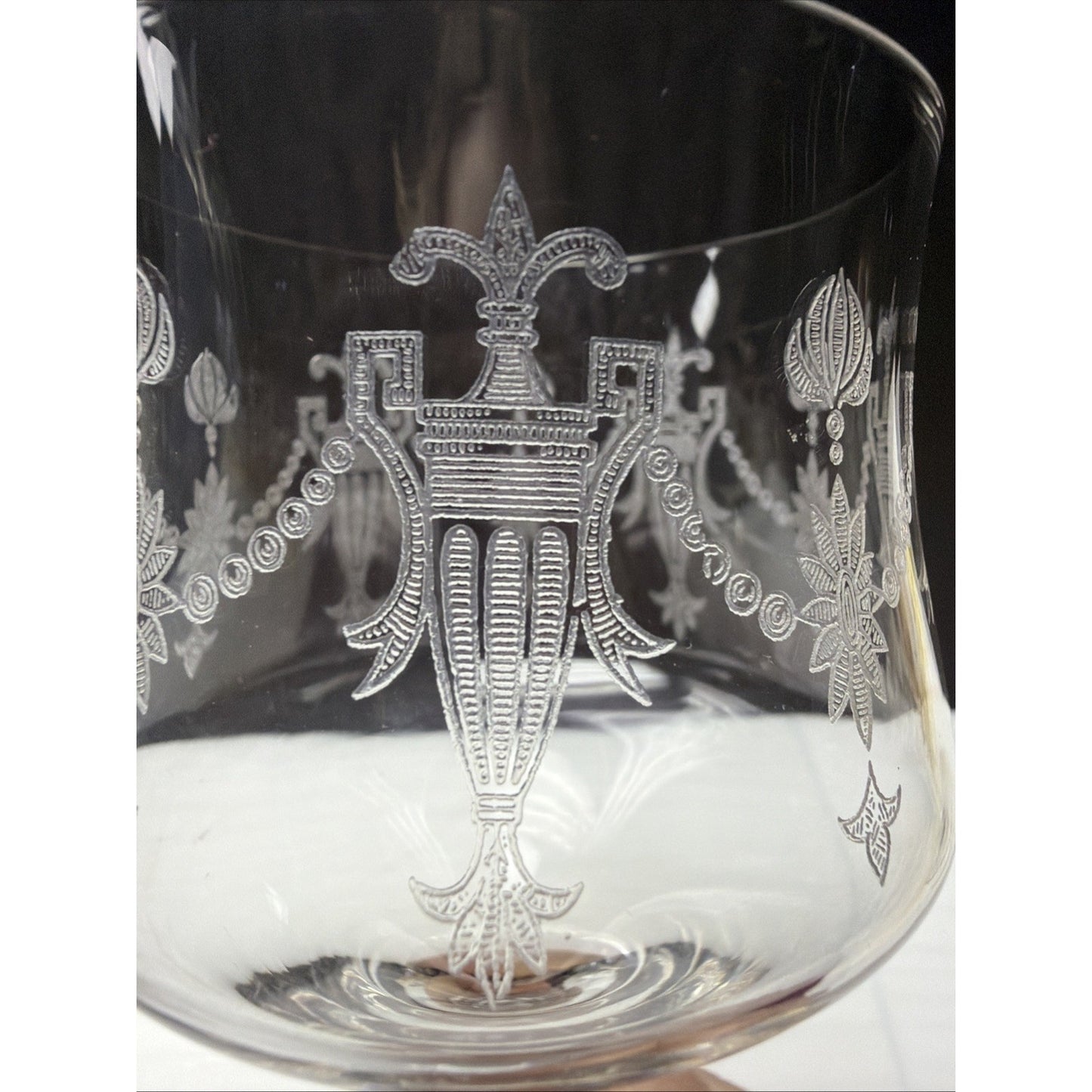Vintage Lot of 4 Morgantown Glass 7589 Richmond Etched Water Goblet Stemware