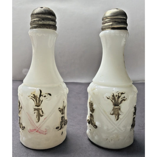 EAPG Eagle Glass Co No 46 Fleur de Lis Shakers Painted As Is