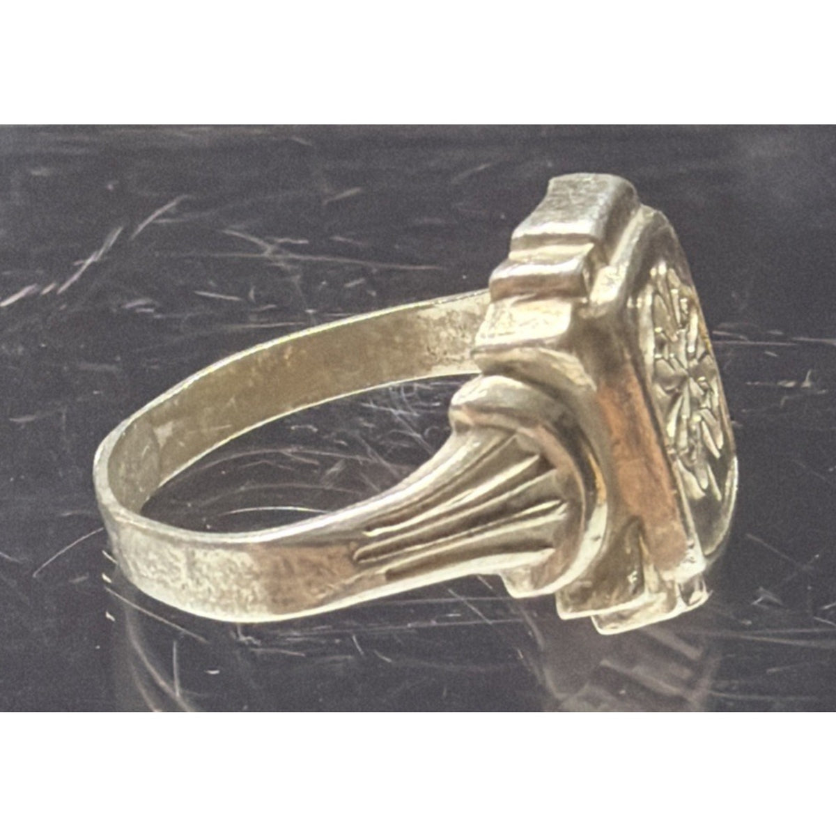 Vtg Sterling Silver 4H Clover Ring Signet Club Adjustable Sz 9.5