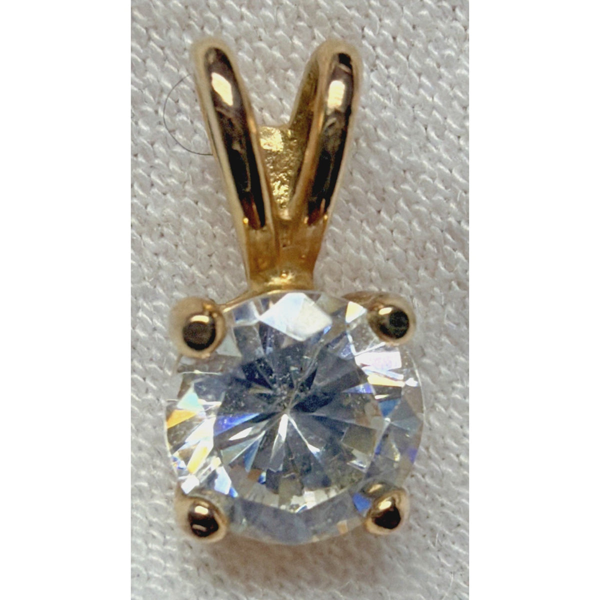 Vintage Gold Vermeil Cubic Zirconia Solitaire Sterling Silver Pendant