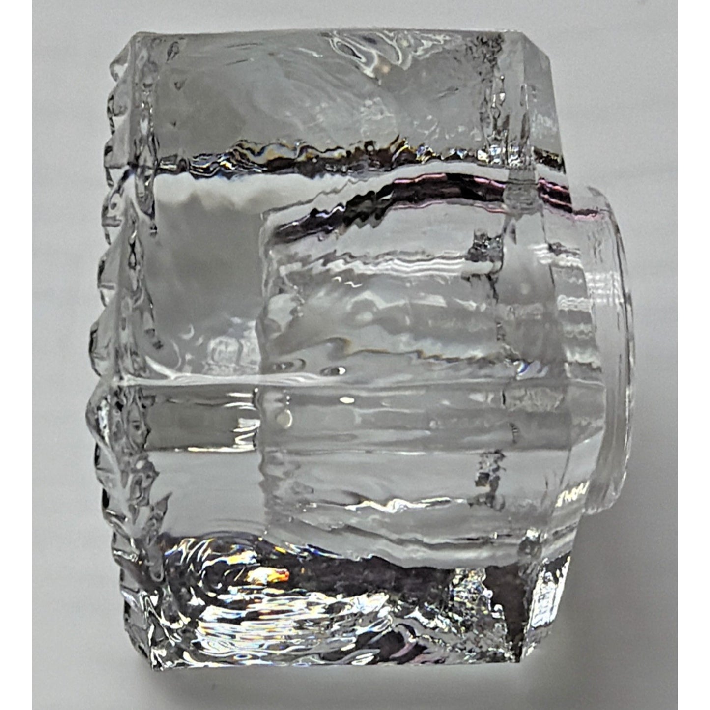 Antique Early American Glass Inkwell Pebbled Bottom Textured Block Lip
