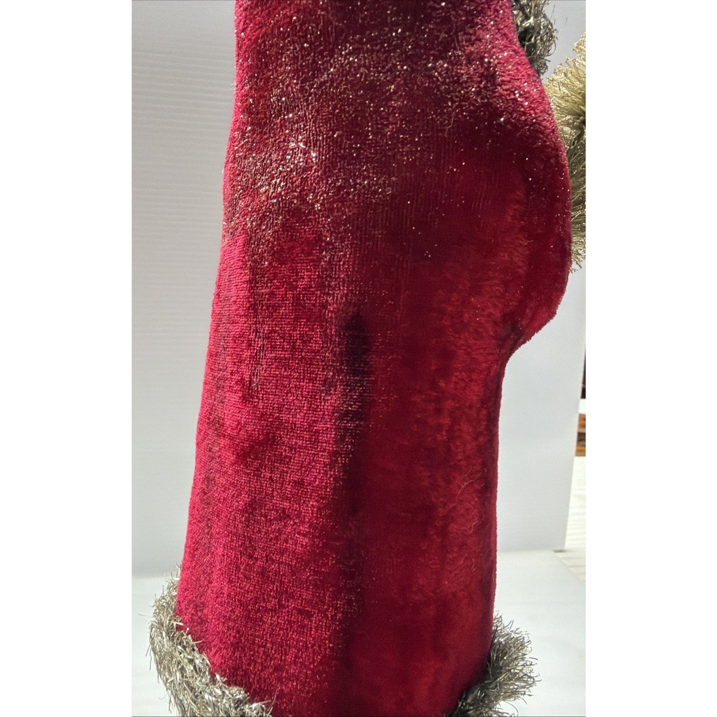 RAZ Imports Christmas Red Velvet Bersnickle Santa Figurine Tree Tinsel As Is