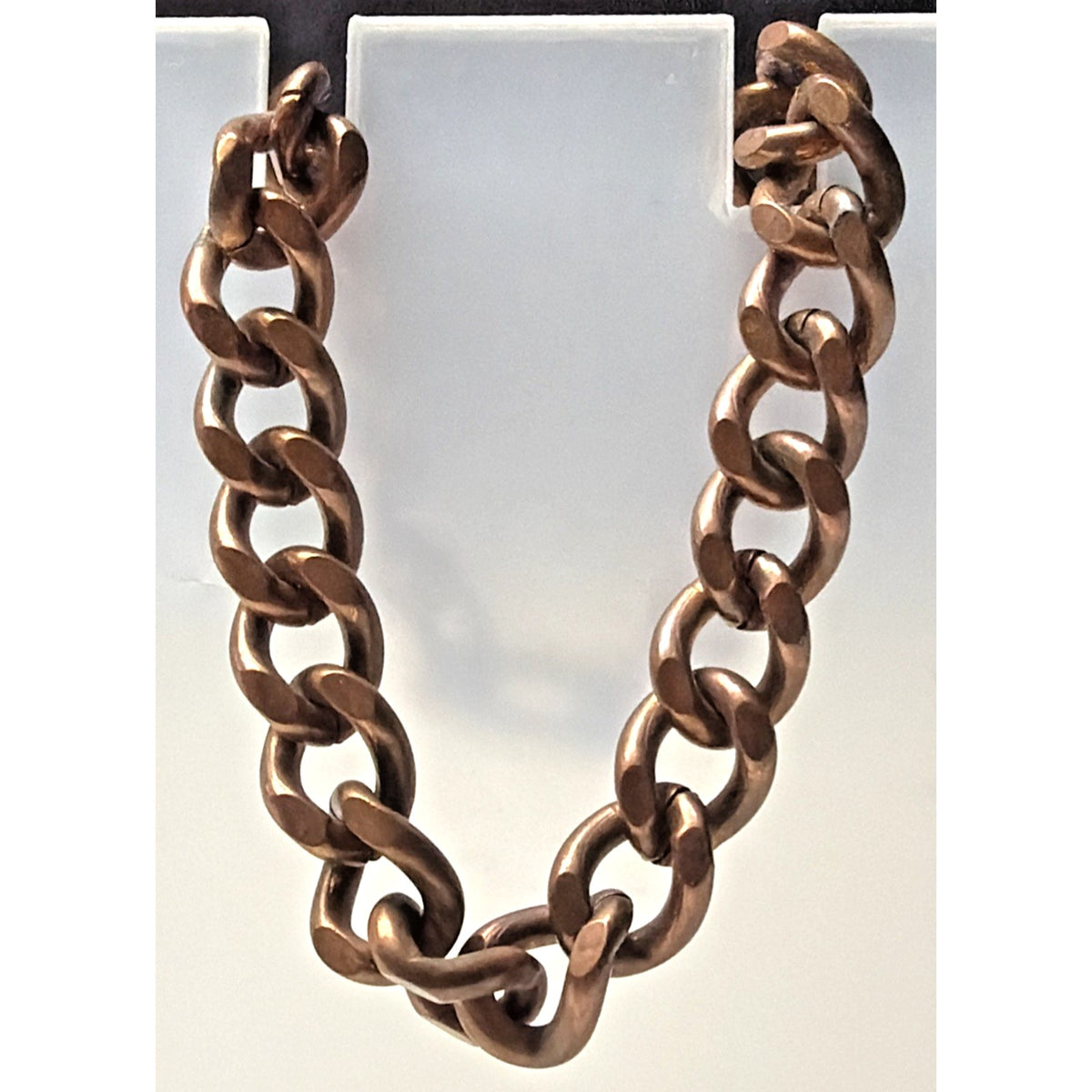 Vintage Copper Flat Cuban Curb Link Chain Bracelet