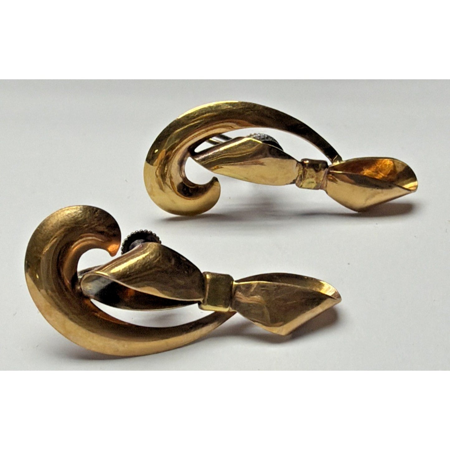 Vtg Carl Art 12k GF Screw Back Earrings Ribbon Bow Large