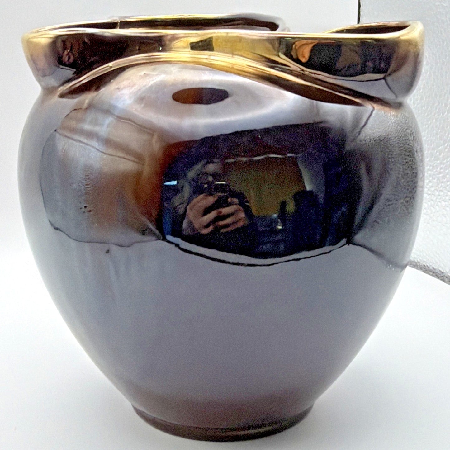 MCM Carstens Tonnieshof Freeform Art Pottery Vase Brown Iridescent Glaze