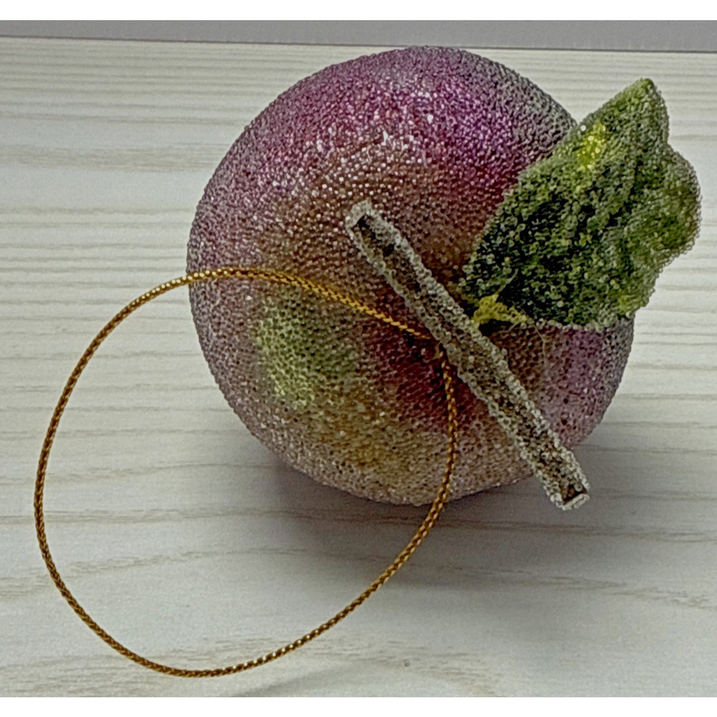 Vintage Lot of 5 Beaded Sugar Frosted Faux Fruit Christmas Ornaments