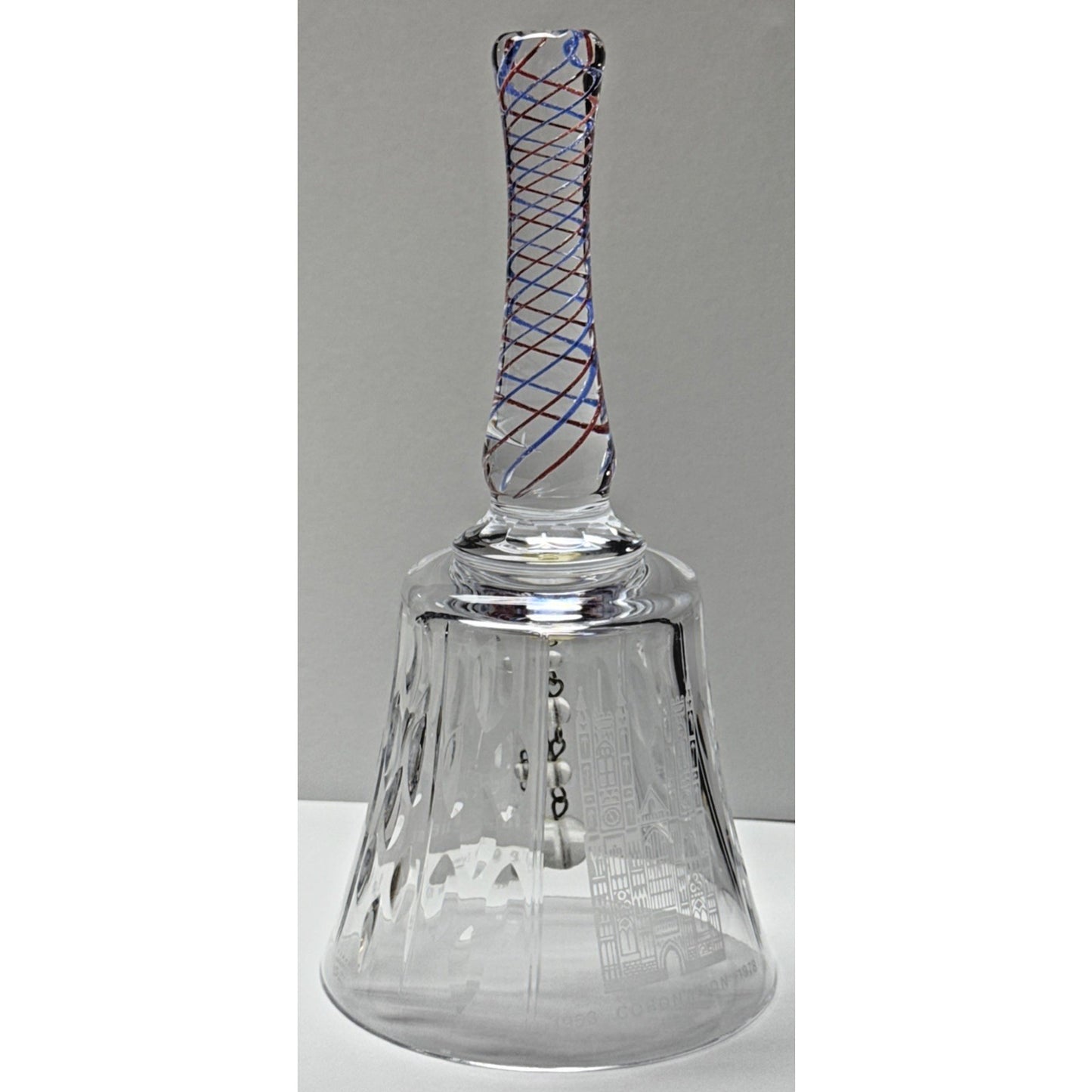 Vtg Royal Doulton Coronation Queen Elizabeth II Crystal Bell Swirl Handle Signed