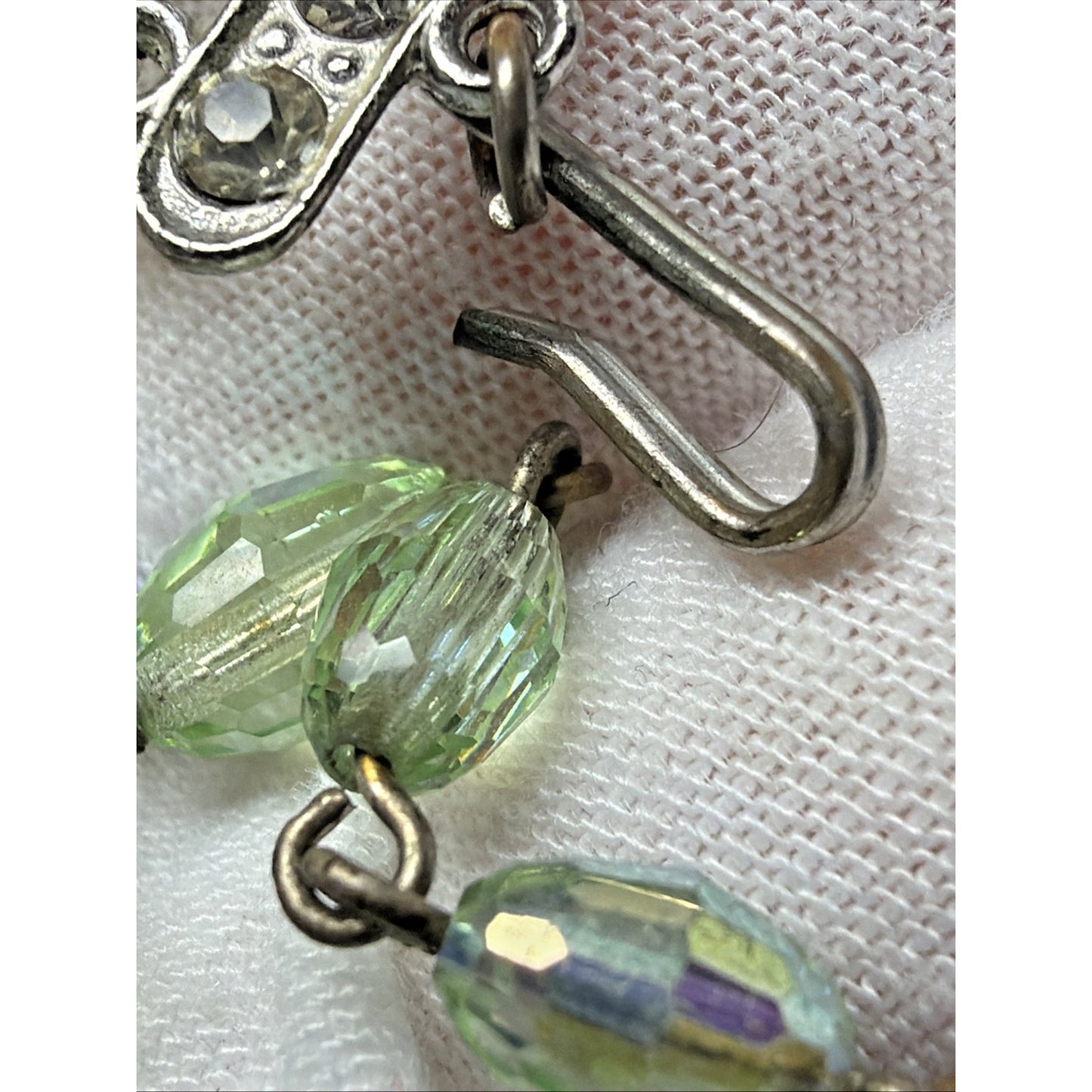 MCM Faceted AB Crystal Peridot Double Strand Necklace Rhinestone Hook Choker