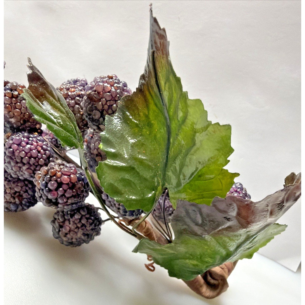 MCM Grape Cluster Glass Beaded Stem Leaves Fruit Purple As Is