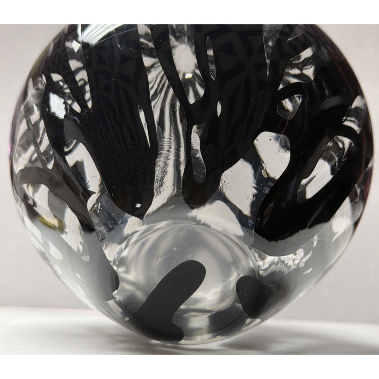 MCM Blown Art Glass Vase Black Drip Abstract Bulb Teardrop Onion