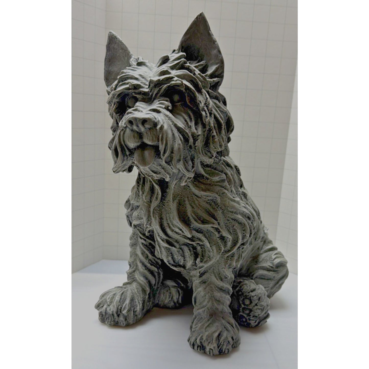 Westie Cairn Terrier Dog Outdoor Statue Large Resin Stone Grey As Is