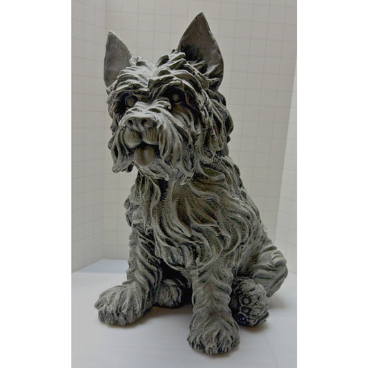 Westie Cairn Terrier Dog Outdoor Statue Large Resin Stone Grey As Is