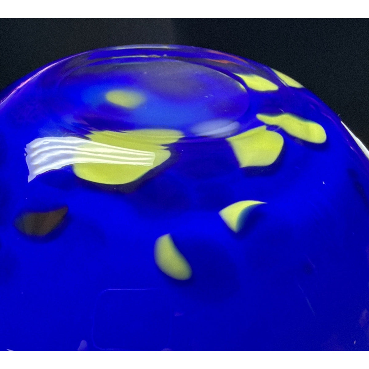 Modern Cobalt Blue Abstract Cased Art Glass Vase Spiral Confetti Spots