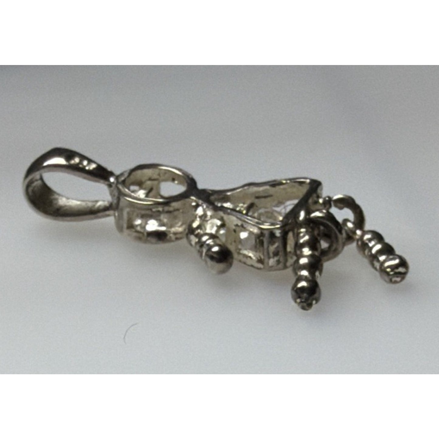925 Sterling Silver White CZ April Birthstone Girl Articulated Charm Pendant