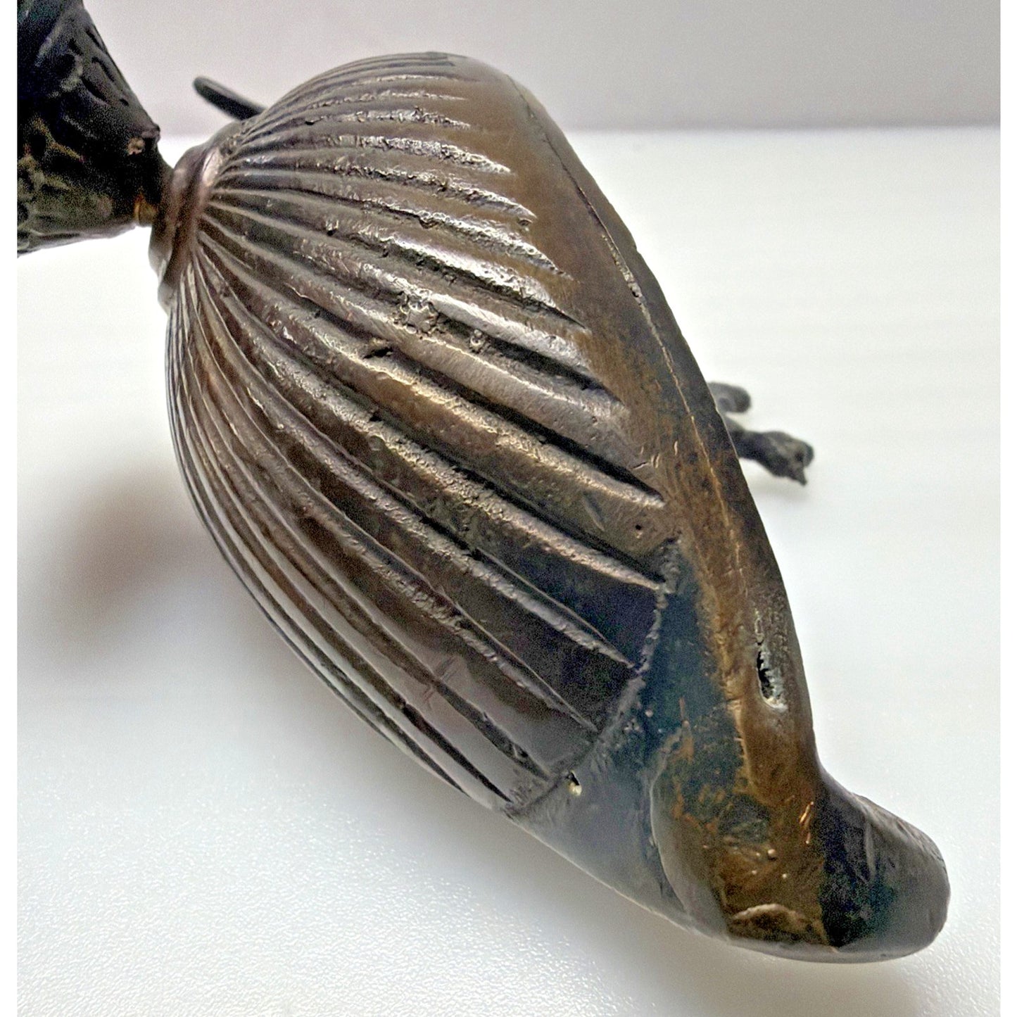 Old Bronze Brass Peacock Bird Engraved Aladdin Lamp Oil Handle As Is Read