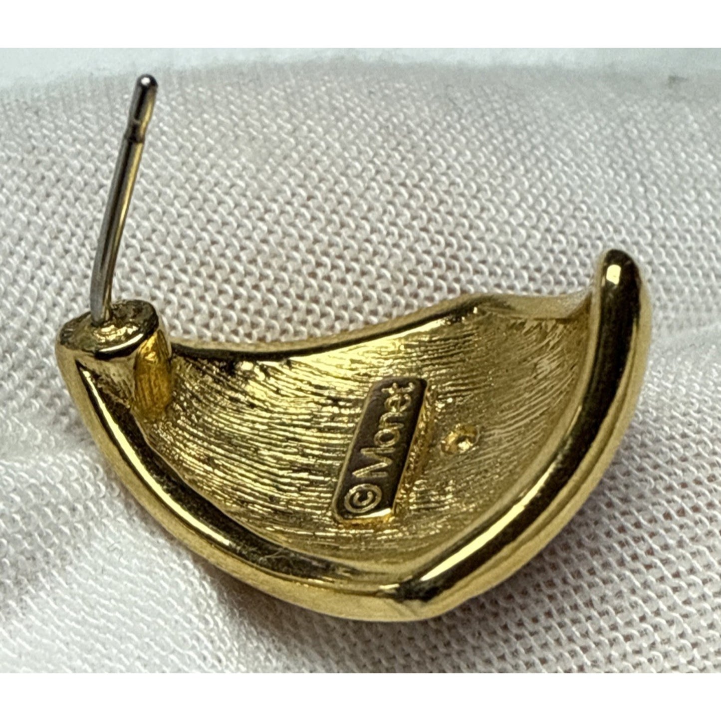 Vintage Monet Gold Tone Black Enamel Kite Shaped Earrings