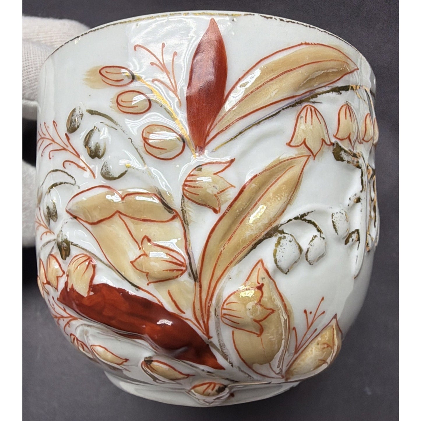 Antique Lot of 2 German Mug Cups Bluebell Lily Valley Present Hand Painted